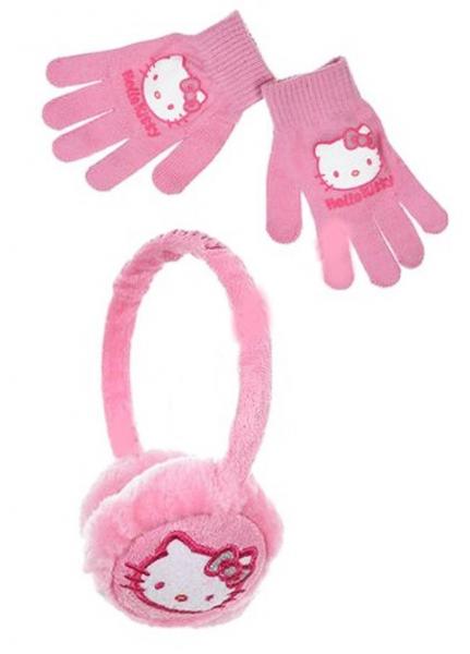 KLAPKY NA UŠI A RUKAVICE HELLO KITTY 