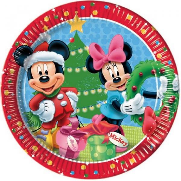 SADA 8 KS PAPÍROVÝ TALÍŘ MICKEY VÁNOCE 